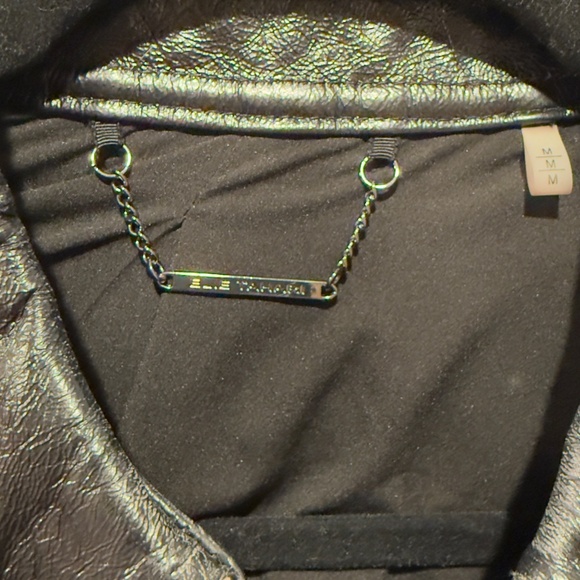 BLACK ELIE TAHARI NATANIA LEATHER TRENCH COAT - MEDIUM - Picture 5 of 5